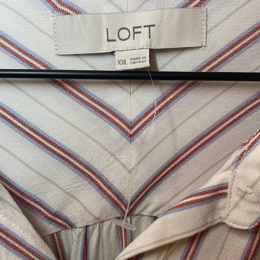 Loft Striped Women’s Button Down Blouse Patriotic… - image 4